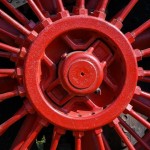 Red Rear Wheel of Case Steam Engine