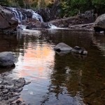 Peaceful Sunset Waterfall