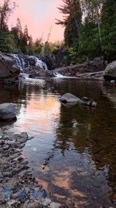 Peaceful Sunset Waterfall