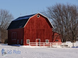 Red Barn with Little Snow